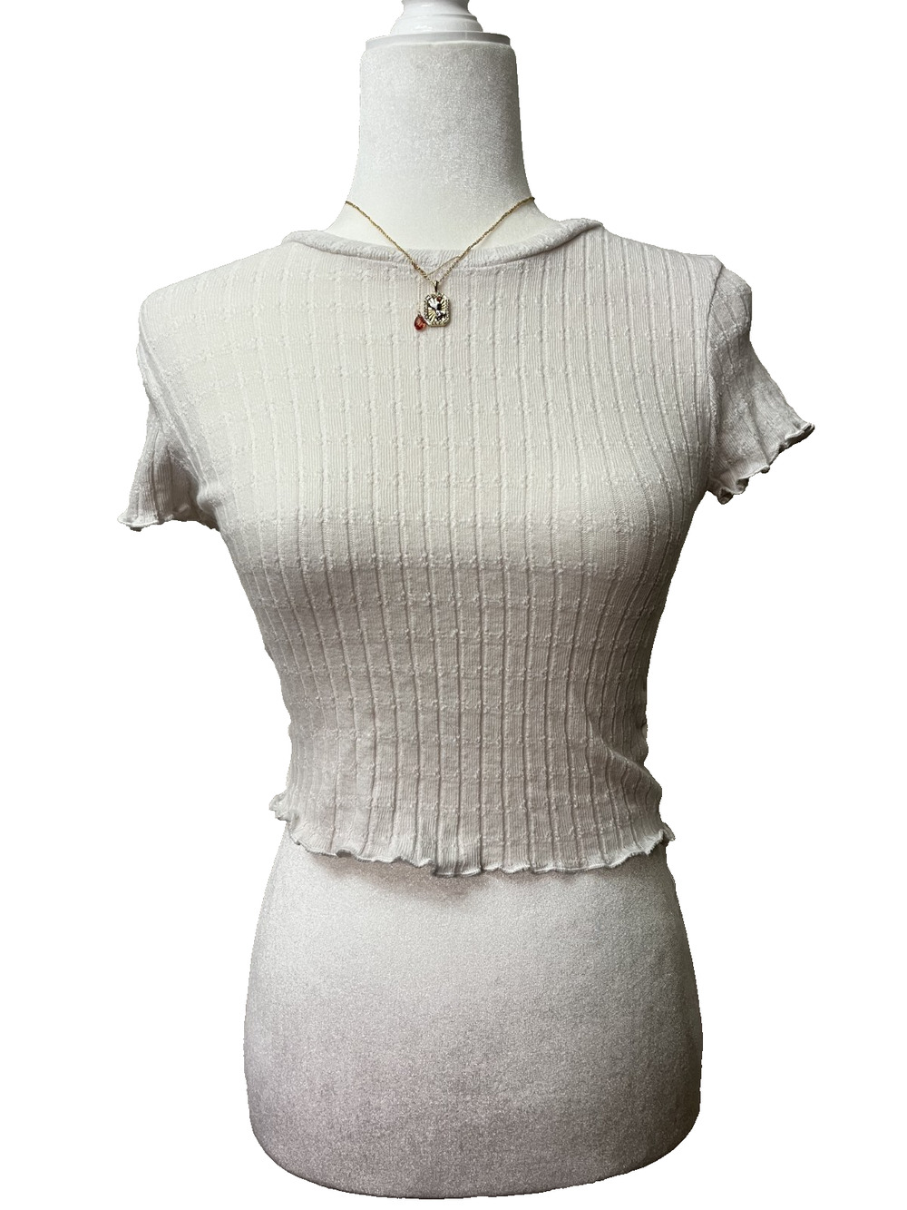 Womens Ivy Main Size Medium Tight Fit Cropped White See Measurement Made in USA